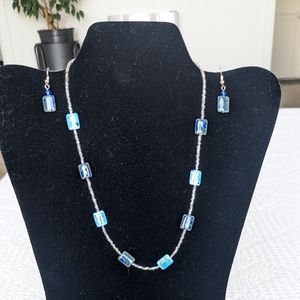 Blue necklace and earrings